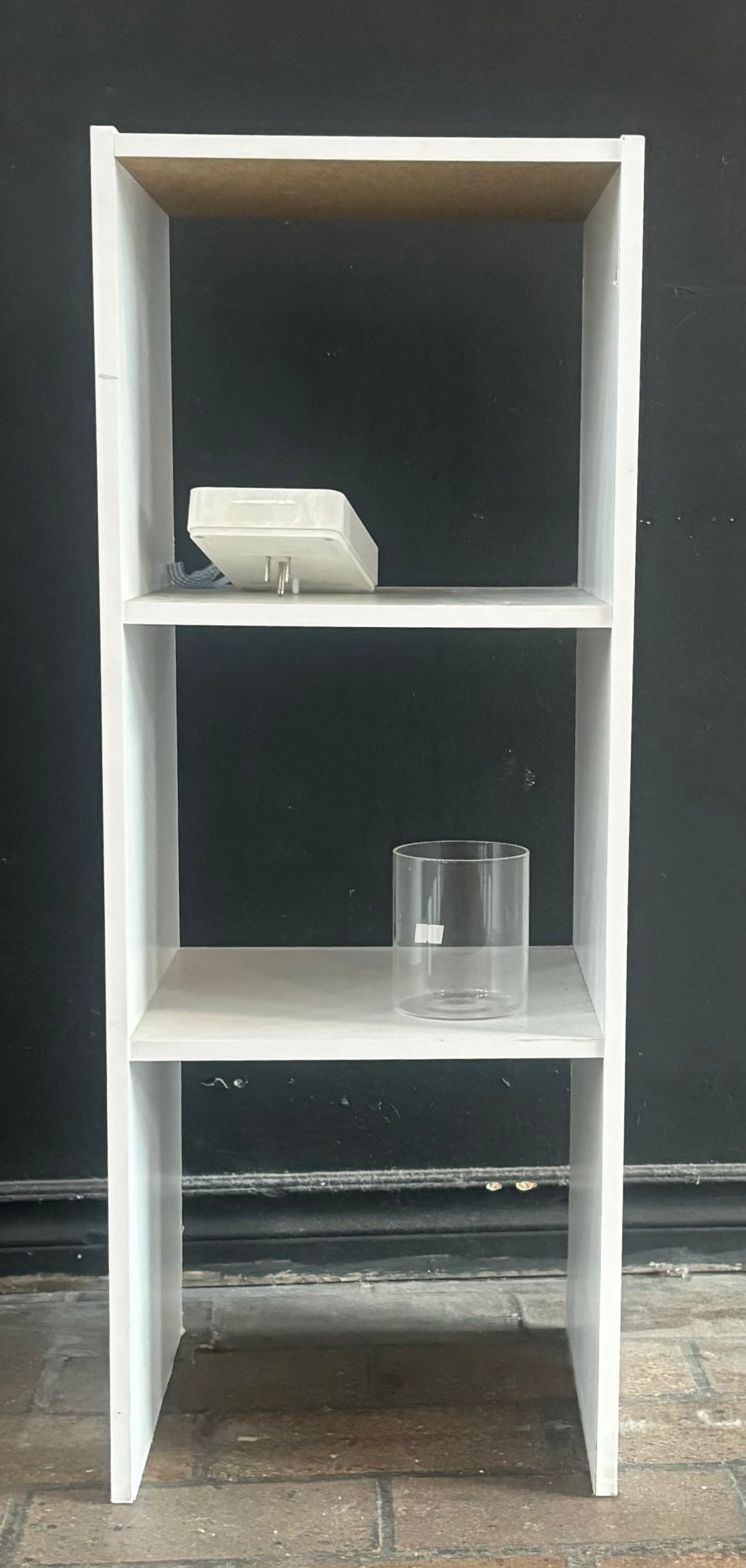 White Shelving Unit (3 storage spaces/2 shelves)(ASSEMBLED) (PICKUP ONLY)