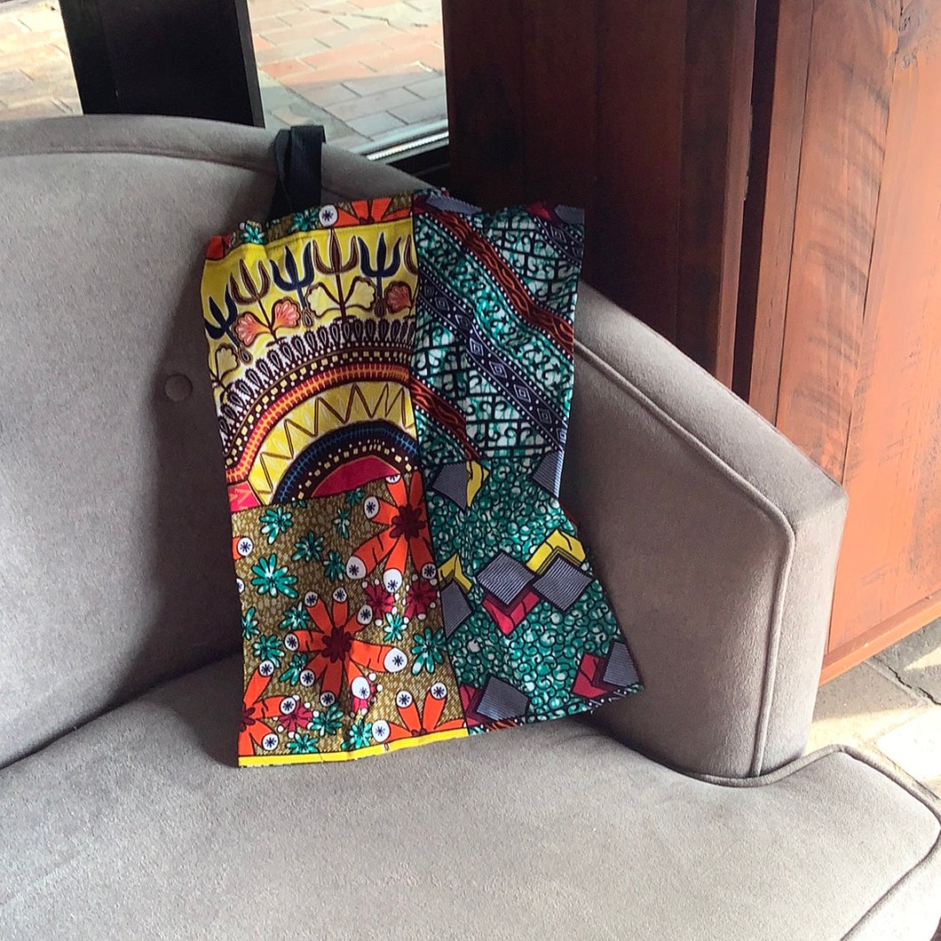African print folding tote