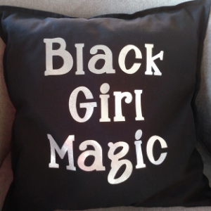 Black Girl Magic Throw Pillow (Black and Silver)