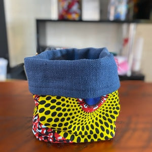 Reversible African Fabric Basket (Blue)