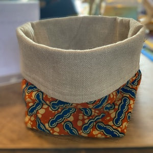 Reversible African Fabric Basket (Natural)
