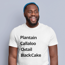 Load image into Gallery viewer, Plantain, Callaloo, Oxtail Black Cake Short Sleeve T-shirt
