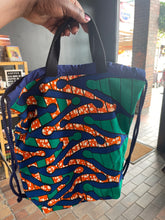 Load image into Gallery viewer, African Print Drawstring Backpack
